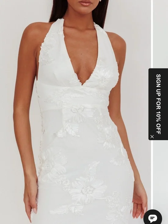 Selfie Leslie White Lace Halter Maxi Dress - Picture 3 of 3